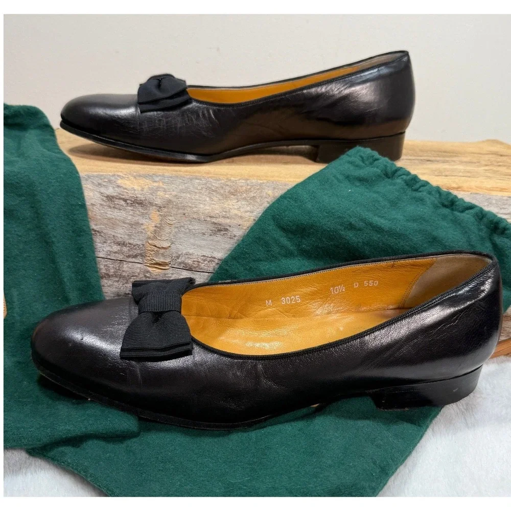 Polo Ralph Lauren Mens Black Leather Opera Pumps Formal Bow Loafers 10.5 D Italy